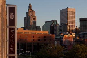 providence skyline and medical school sign